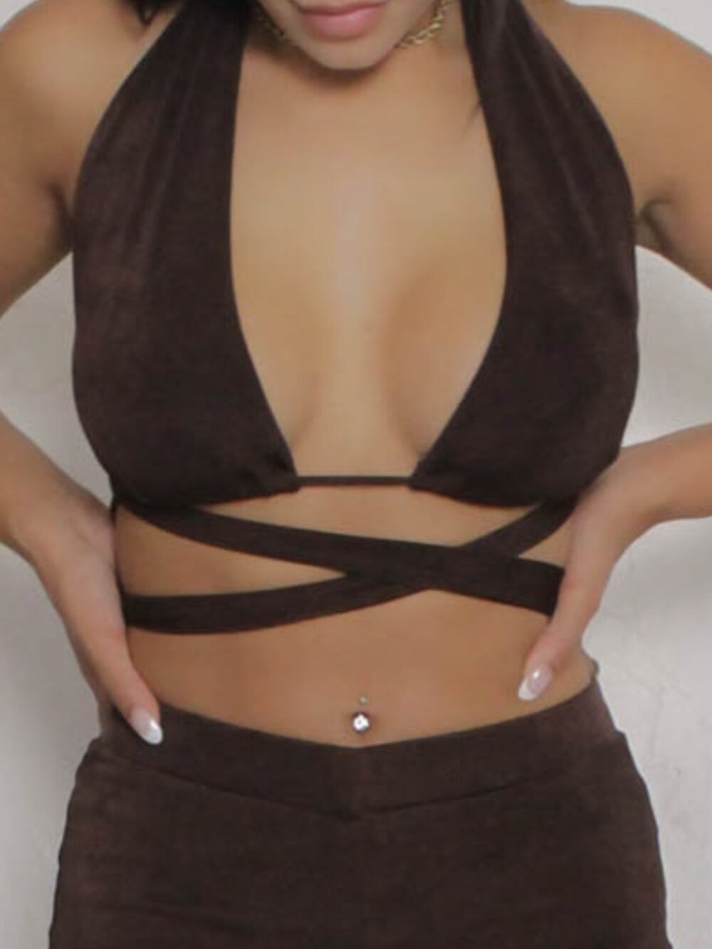 Peppermayo Brown Beverly Tie Crop
